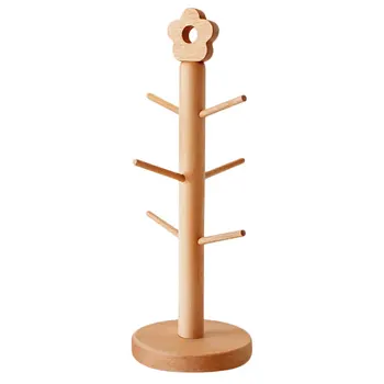 

1PC Solid Wood Mug Rack Keys Jewelry Rack Beech Mug Hanger Flower Cup Holder Kitchen Hanging Rack for Cafe Dorm Home Store