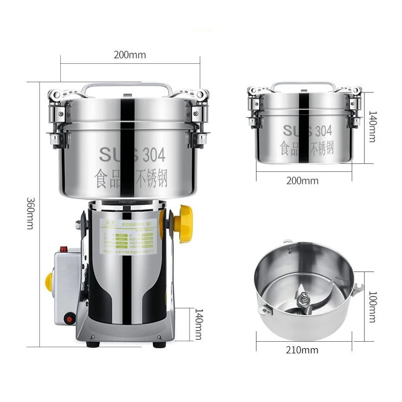 2500G Moulin À Farine Électrique À Grande Vitesse En Acier Inoxydable Swing  Type Herb Grain Épice Céréales Broyeur Machine De Poudre De Farine Pour  Usage Domestique Et Professionnel : : Cuisine et