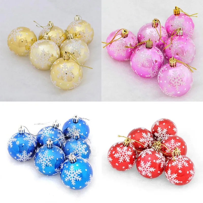 6PCS/Box Xmas Tree Decoration 6CM Christmas Tree Ball Bauble Hanging Home Party Ornaments DIY Decor Decorations