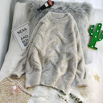 

twisted knitted womens weater and pullovers solid loose sweet girl all match fashion outwear coat tops