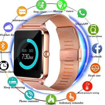 

2020 Smart Watch Z60 Men Women Bluetooth Wrist Smartwatch Support SIM/TF Card Wristwatch for Apple Android Phone Women Watches