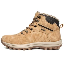 

Men Winter Boots Warm Plush Hiking Ankle Boots Shoes Male Non-slip Wearable Sneakers Outdoor Mountain Climbing Shoes Work Safety