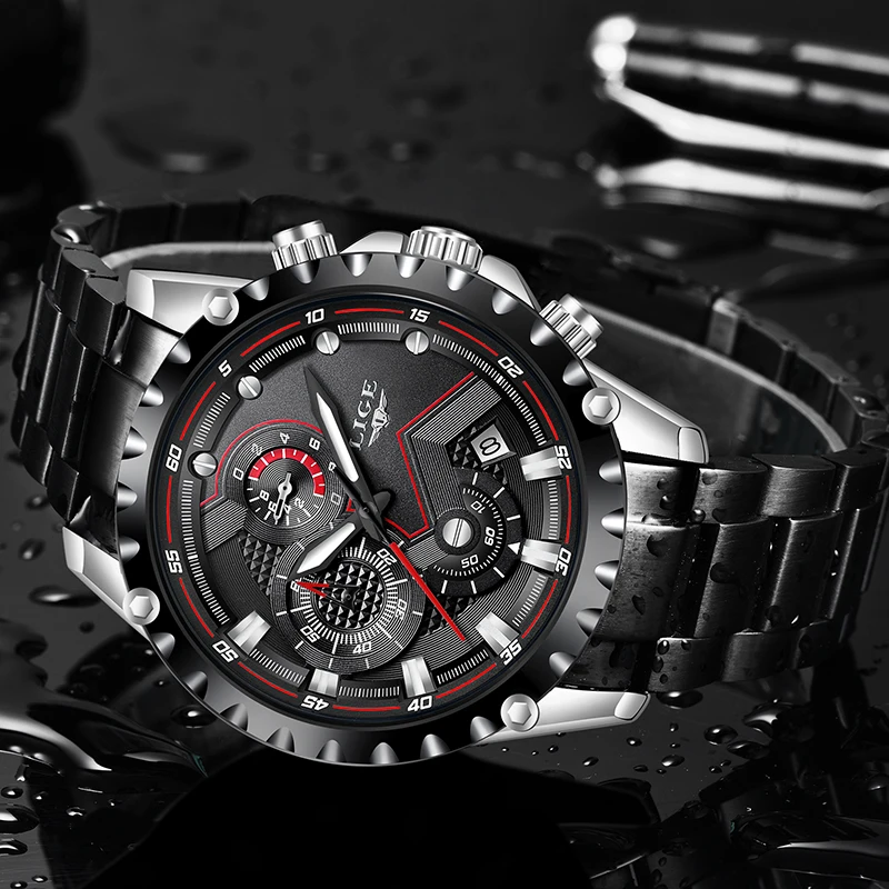 Lige Top Brand Luxury Mens Fashion Watch Men Sport Waterproof Quartz Watches Men All Steel Army Mil-3