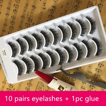 

10 Paris false eyelashes with glue thick cross natural eyelashes long makeup 3d mink eyelashes mink eyelashes for beauty