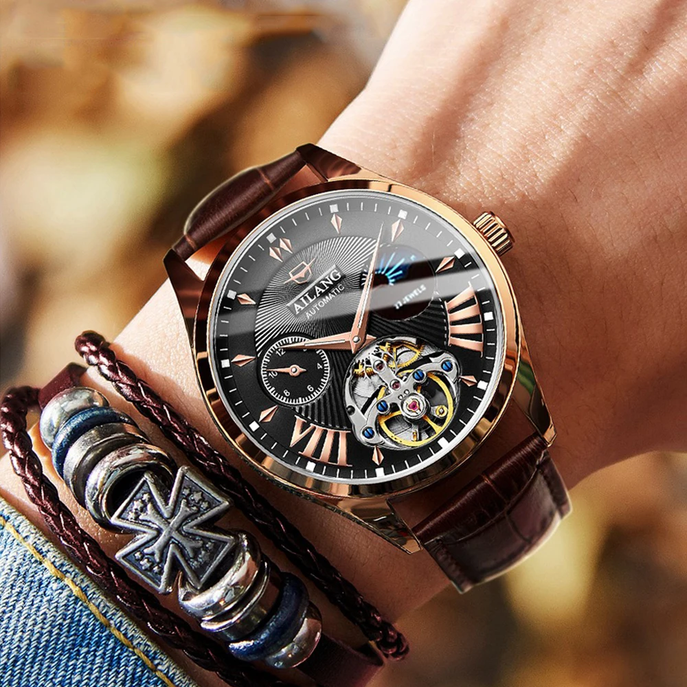 AILANG качественные мужские часы Tourbillon Мужские автоматические швейцарские