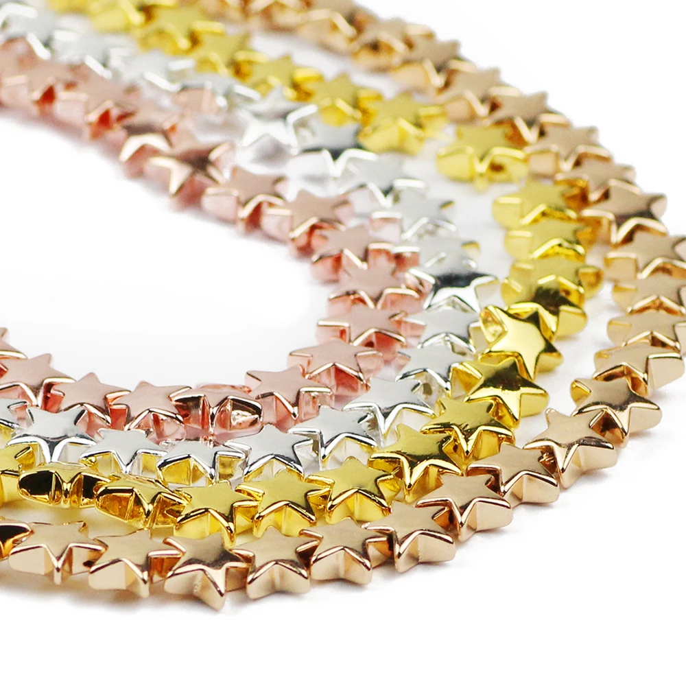 Розовое золото серебро гематит натуральный камень 8 мм пятиконечная звезда Шарм