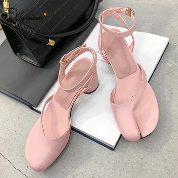 

OllyMurs Fashion Style Women Summer Gladiator Sandals Black Pink Buckle Strapr Round High Heel Women Sandals Party Shoes Woman
