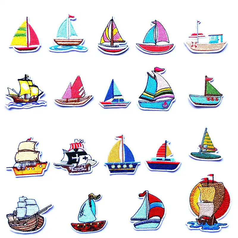 Ship Embroidery Patches For Clothing Sailing Boats Cartoon Patch Iron On Applique Garment Sewing Patch Diy Stickers Accessories Aliexpress