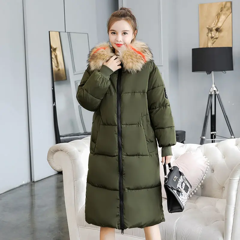 260Autumn and winter warm jacket women plus size pregnant women's down cotton jacket warm and thick long parker mid-length coat