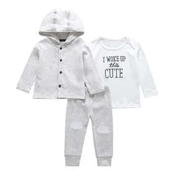 

3pcs Baby Clothes Set Infant Toddler Baby Boys Hooded Tops Letter Printing T-shirt Pants Outfits 0-24M Spring Autumn