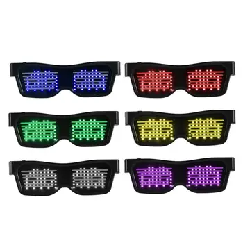 

Luminous Glasses Edit subtitles Halloween Party Bluetooth Control phone Application Editable Text DIY USB LED Glasses