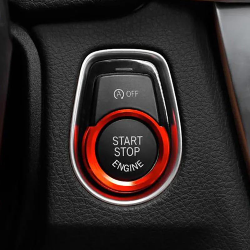 

Red Button Cover Trim Switch Ring Auto Keyless Ignition Knob For BMW 1 2 3 Interior Console Engine