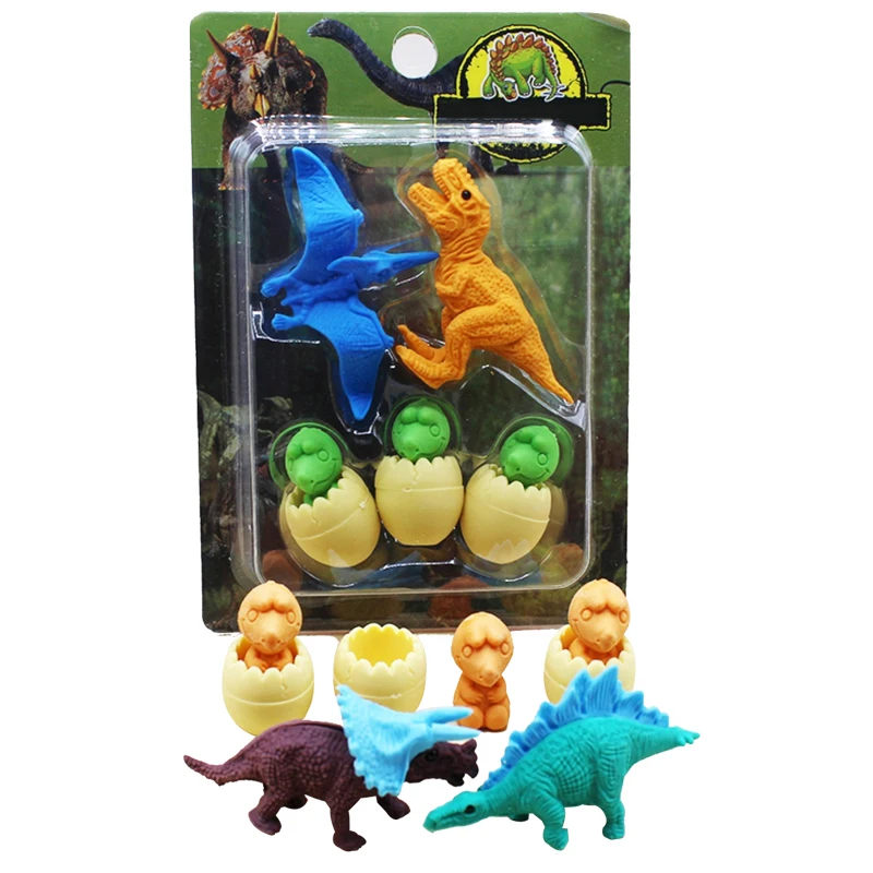 

2020 Tyrannosaurus Rex Shaped Eraser Sets for King of Animal World Magic Eraser with Kawaii Korean Stationery Design Free Gifts