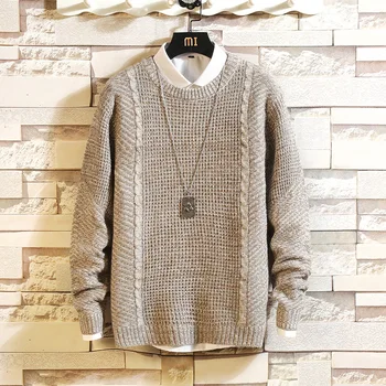 

High Quality Men'S Long Sleeves Knitted Sweater Autumn Winter Brand Pullovers Knitwear 2020 Oversize