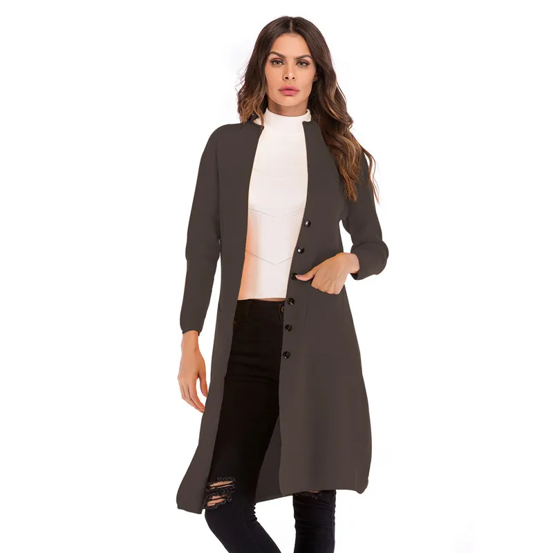 

Female Cardigan Casual Outwear Coat Jacket Long Cardigan Women Solid Knit Sweater Long Sleeve with Pockets