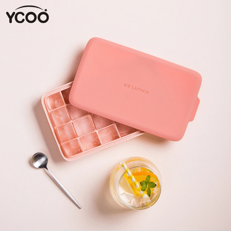 YCOO silicone ice tray Silicone Ice Mold Box Making Cover Homemade Block for Household Mini Freezer | Дом и сад