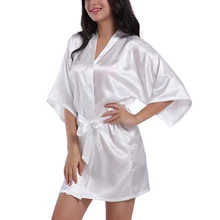 Новое шелковое кимоно халат женский шелковый халат для подружки невесты сексуальные темно-синие халаты Атласный халат женские халаты