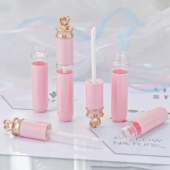 

5 Pcs 6ml Pink Empty Lip Gloss Tubes Gold Heart Shape Top,Lipstick Cosmetic Packaging Container