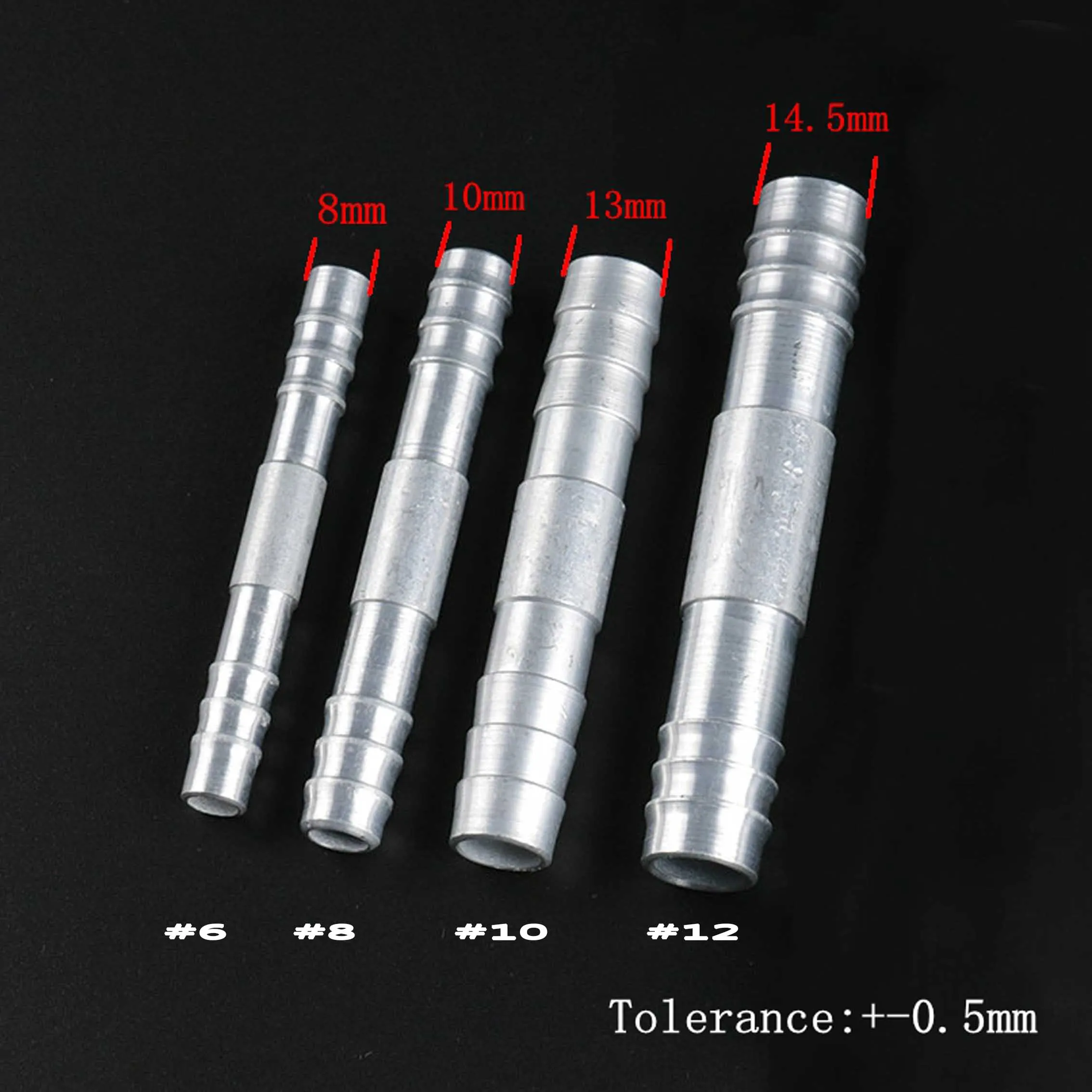 3/8 1/2 5/8 3/4 Straight Splice Push in Fitting Aluminium A/C Refrigerant Hose Barb Joints Connectors #6 #8 #10 #12 100PCS