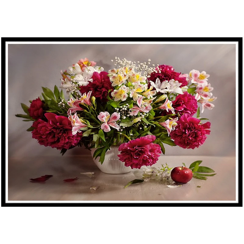 5D DIY Diamond Vase Flower Basket Diamond Cross Flower Inlaid Diamond Embroidery Indoor Wall Decoration Painting Give Gift 