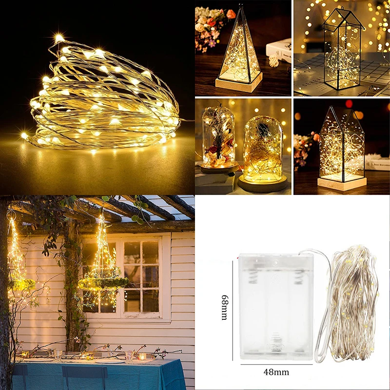 2m Warm light string Рождественские снежинки, гирлянды, сказочные огни, светодиодный, гирлянда, сделай сам, рождественская елка, подвесные украшения, для улицы, Рождественское украшение для дома - Цвет: 2m Warm light string