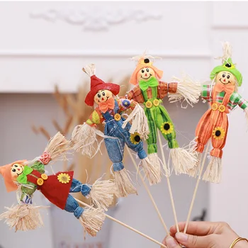 

4Pcs Small Autumn Fall Harvest Scarecrow Decoration for Garden Home Yard Halloween Thanksgiving Party Favors Supplies