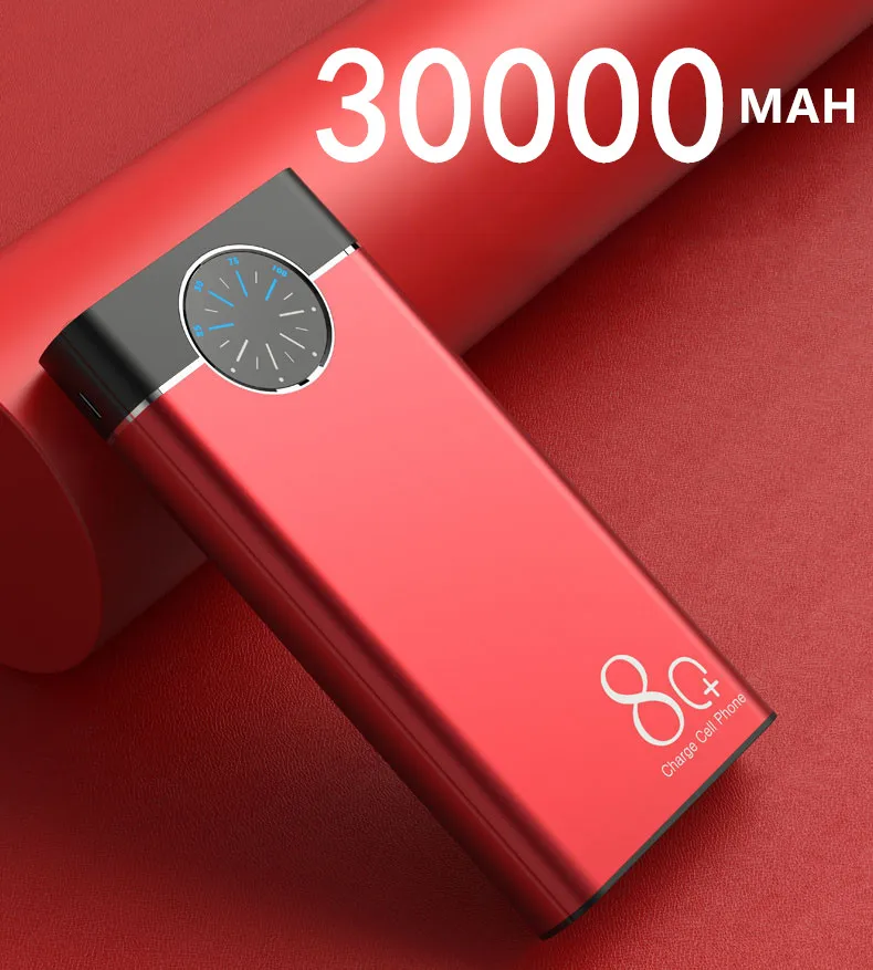 Cargador portátil de 30000mAh, batería externa de gran capacidad, lámpara LED 2USB, para Xiaomi, IPhone y Samsung