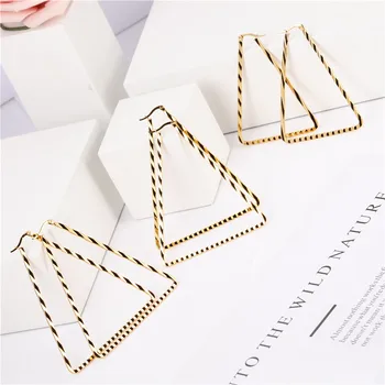 

OUFEI Triangle Hoop Earrings 2020 Fashion Jewelry Accessories Stainless Steel Earrings For Women Korean Earrings Set