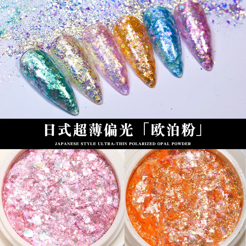 

TCT-596 Polarizing Opal Shards Iridescent Confetti Nail Glitter brillo para uñas Manicure DIY Festival Accessories Nail Supplies