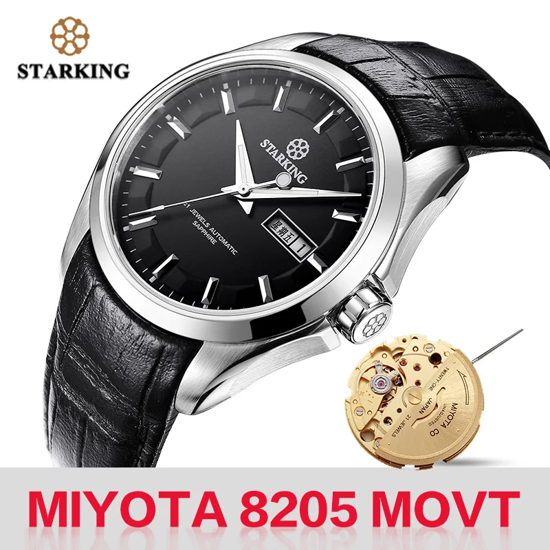 STARKING Мужские механические часы Miyota 8205 Movt автоматические самокручивающиеся