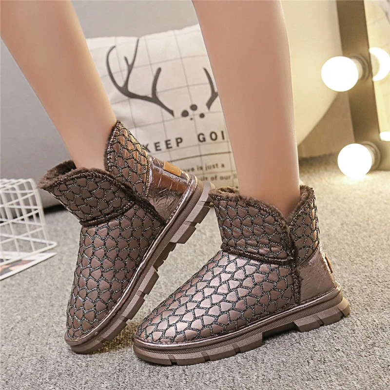 Women boots snow boots winter warm plush fur ankle boots female Brand non-slip flat bottom waterproof casual shoes cotton shoes