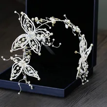 Кристалл повязка на голову с бантиком головной убор ручной работы; белая свадебная тиара ободок для волос, повязка на голову