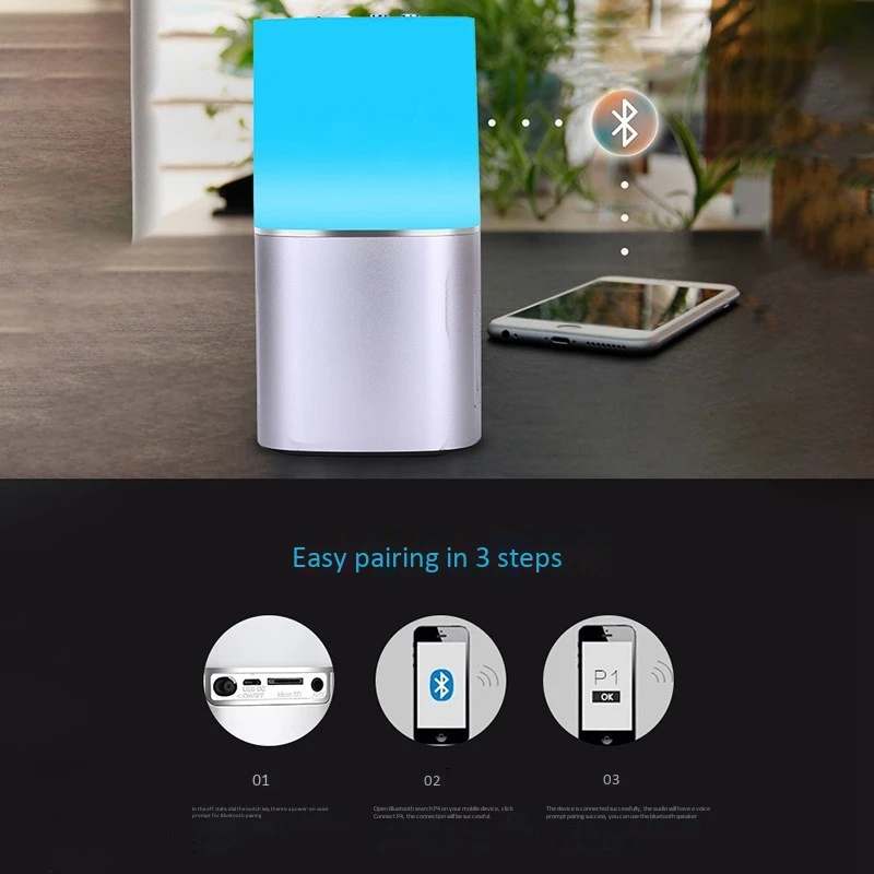 Night Light Bluetooth Speaker, Portable Wireless Bluetooth Speaker, 7 Color LED Themed Bedside Table Light/Smart Press Control C