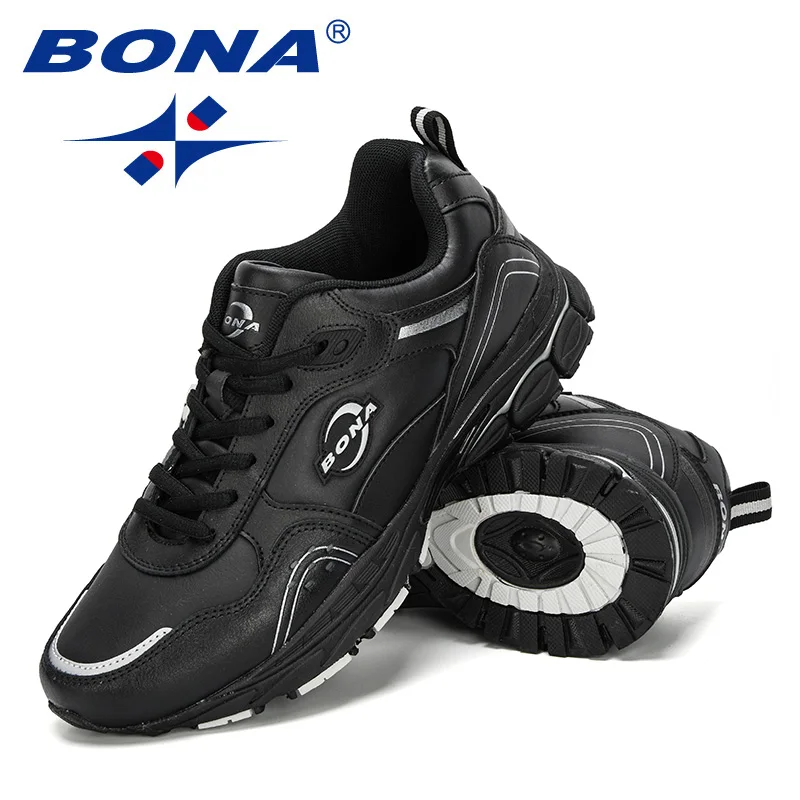 BONA 2019 кожаные кроссовки мужские для бега уличная прогулочная спортивная обувь