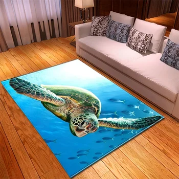 

Marine Life Turtle Dolphin Shark Large Area Rug Carpets For Living Room Bedroom Anti-Slip Floor Mat Gifts Carpets Drop Ship