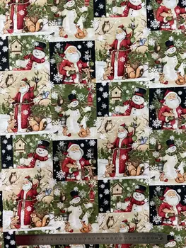 

50*110cm Cotton Christmas Snowman Printed Fabric Sewing Quilting Basic Quality For Patchwork Needlework DIY Handmade Cloth