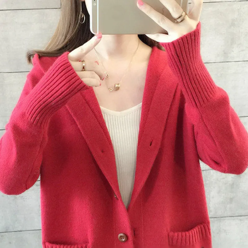 Woherb New Arrival Sweaters Women Dog Pattern Pocket Long Sleeve Hooded Cardigan Casual Loose Tops Korean Sweet Fashion 91039