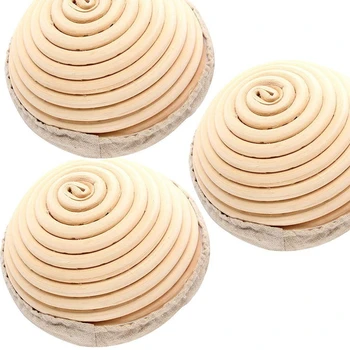 

Hot YO-3 Pack 5 Inch Bread Proofing Baskets Small for Bread and 225G Dough Natural Rattan Sourdough Proving Basket