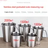 Thickened 304 stainless steel measuring scale cup graduated cylinder milk tea baking eggs spoon 500ml/700ml/1000ml/1500ml/2000ml ► Photo 1/6