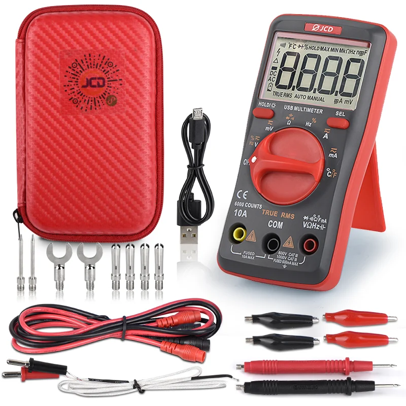 

Digital Multimeter UM16 Auto Ranging TRMS 6000 Counts Volt Meter Measures Temperature Tester Tools with Backlight QHTITEC