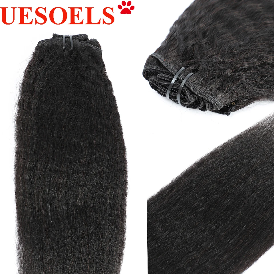 Kinky Straight Hair Clip In Human Hair Extensions 120G 8 Pcs/Set Brazilian Remy Human Clip In Extensions Full Head