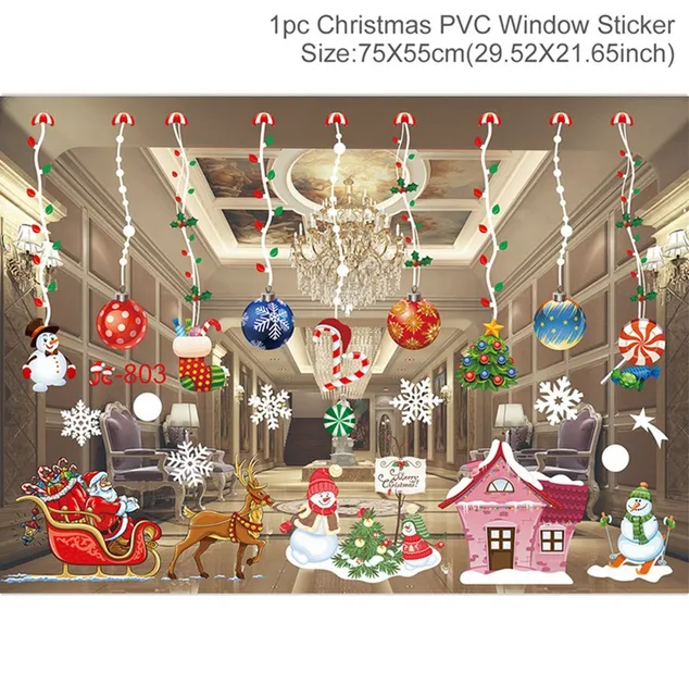 Christmas Window Stickers Merry Christmas Decorations For Home Christmas Wall Sticker Kids Room Wall Decals New Year Stickers 17