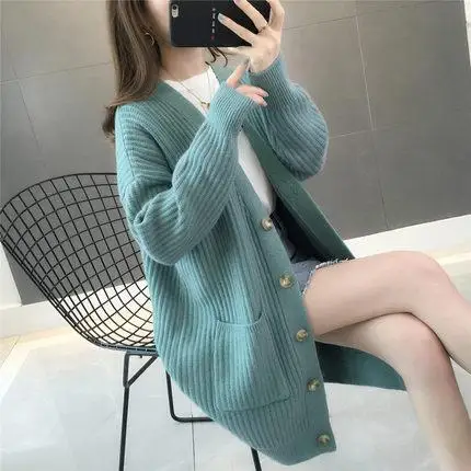 Women Knitted Sweaters Coat Ladies Long Sleeve Sweater Coat Women Sweater