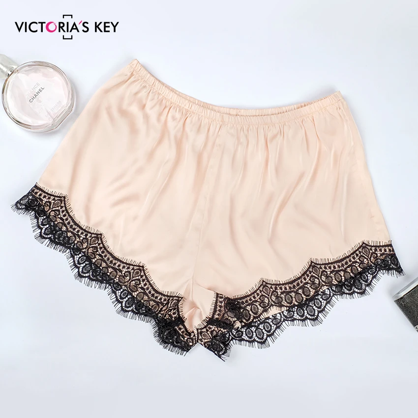 VICTORIA'S KEY, сексуальные сетчатые пижамные комплекты цвета хаки, Женский Атласный топ без рукавов с v-образным вырезом, кружевные шорты, пижамный комплект, осенняя Пижама для женщин