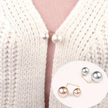 

Fashion Double Pearl Pins For Women Designer Female Brooches Clothes Accessories Simulated Pearl Knit Shirt The Candid Jewelry