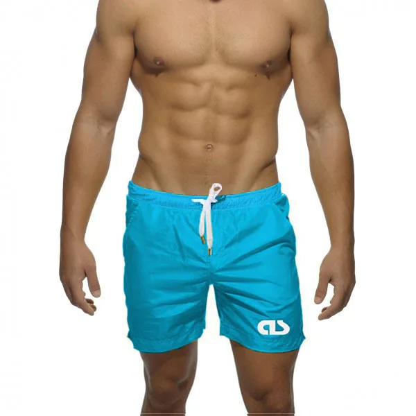 New Mens Swim Shorts Quick-drying Men's Beach Pants Microbomb Adult Beach Short Solid Polyester Summer Men Beach Short Swimwear - Цвет: Синий