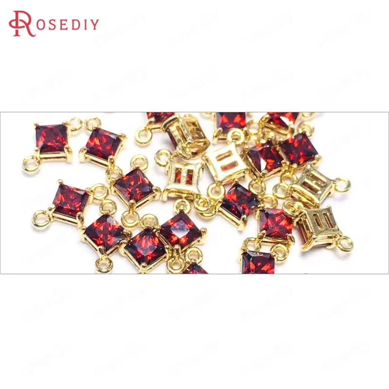 Dark Red 37097) 10 шт. 10x6,5 мм 24K цвет шампанского Золотой Латунь и циркон 2 отверстия квадратное соединение подвески материал для изготовления украшений - Окраска металла: Dark Red