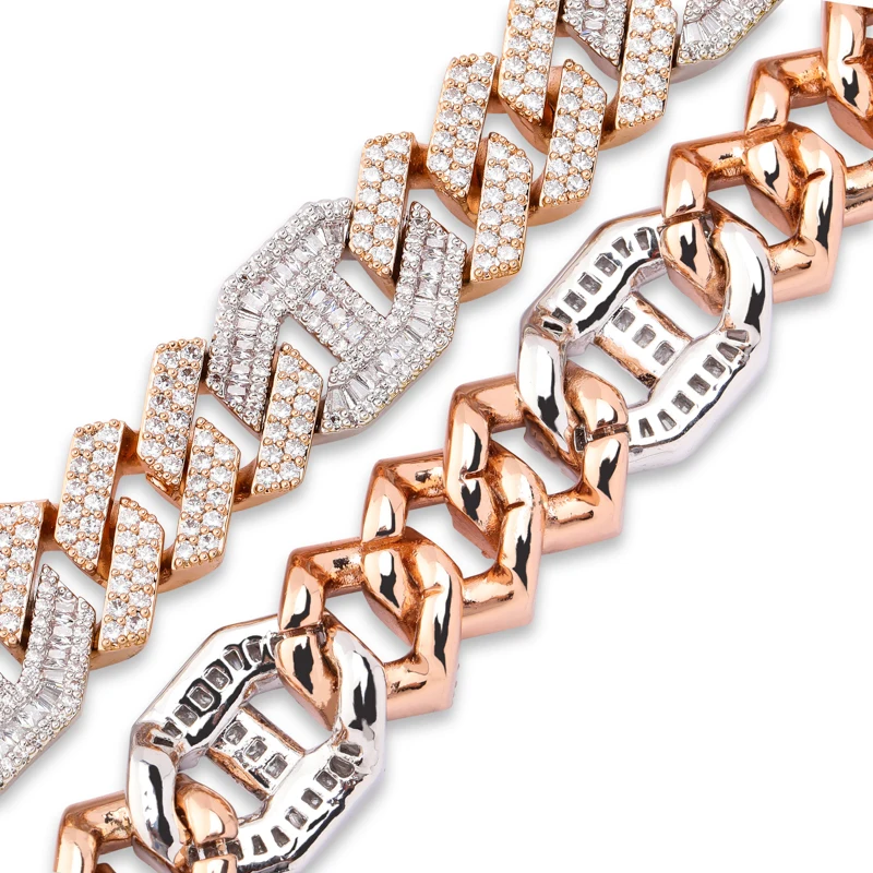 Beste TOPGRILLZ 14mm Zware Miami Baguette Zirkoon Iced Out Cubaanse Link Ketting AAA CZ Griffenzetting Kettingen Hip Hop Sieraden 16 30