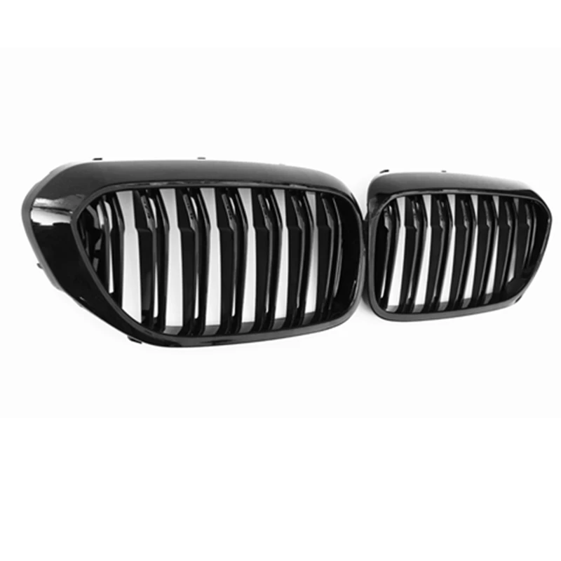 1 Pair glossy black front car kidney grille grill for Bmw 5 series G30 G38 ABS material+ replacement front bumper grille