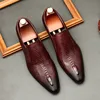 Para hombre hechos a mano zapatos Oxford para boda negro caqui de cuero genuino Oxford Zapatos de vestir de los hombres de negocios zapatos formales para hombres ► Foto 2/5